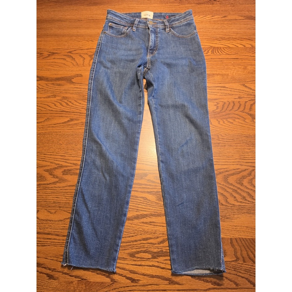 Sezane Jeans Womens Size 26 Dark Wash Mid Rise Skinny Raw Hem Stretch Denim